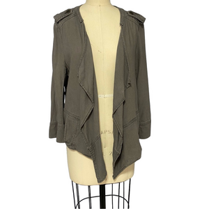 Anthropologie Gray open front linen blend Jacket Chic and Versatile